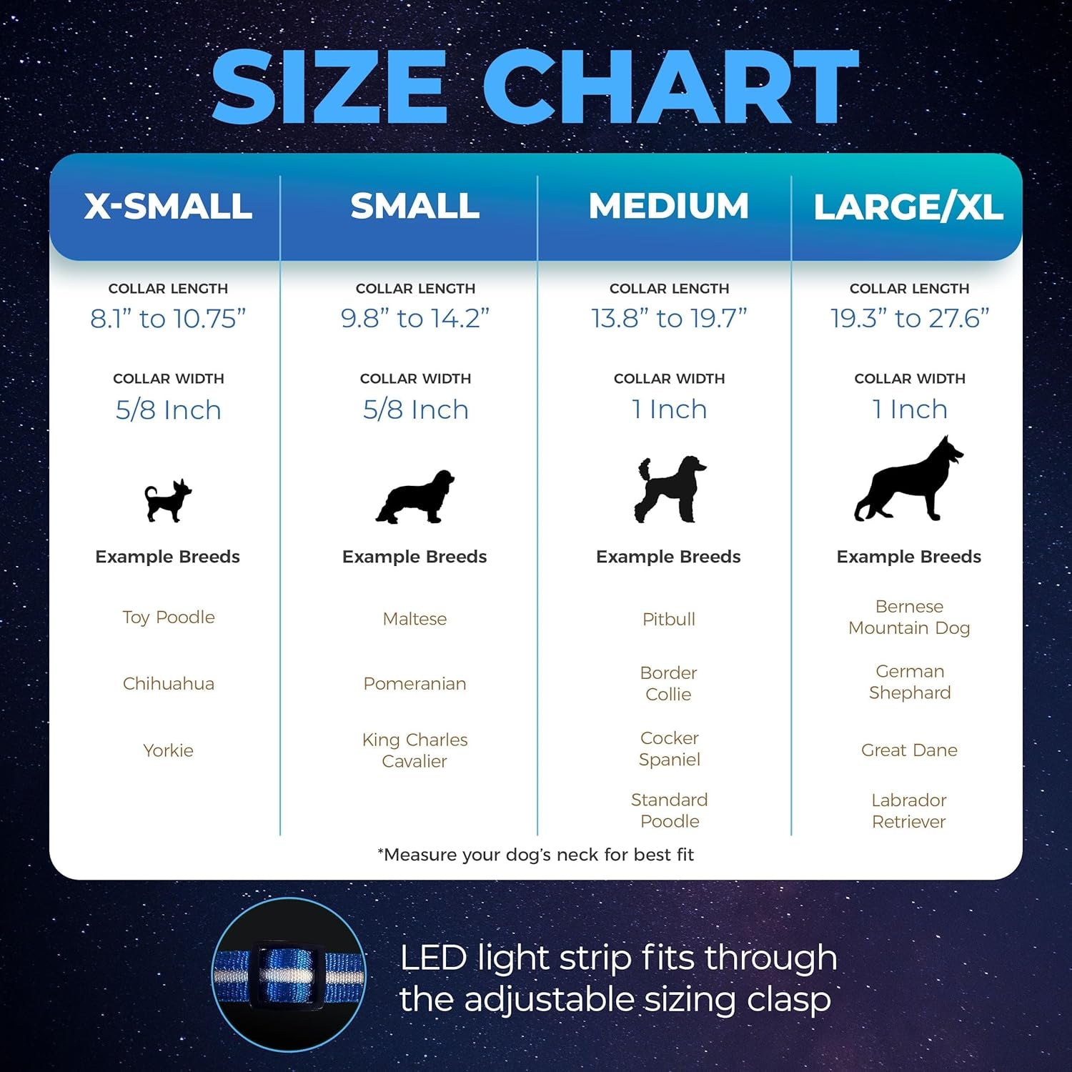 LED Dog Collar USB rechargeable light