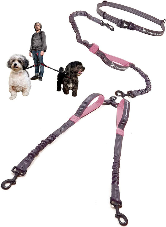 Hands-Free Dual Dog Leash adjustable waist strap
