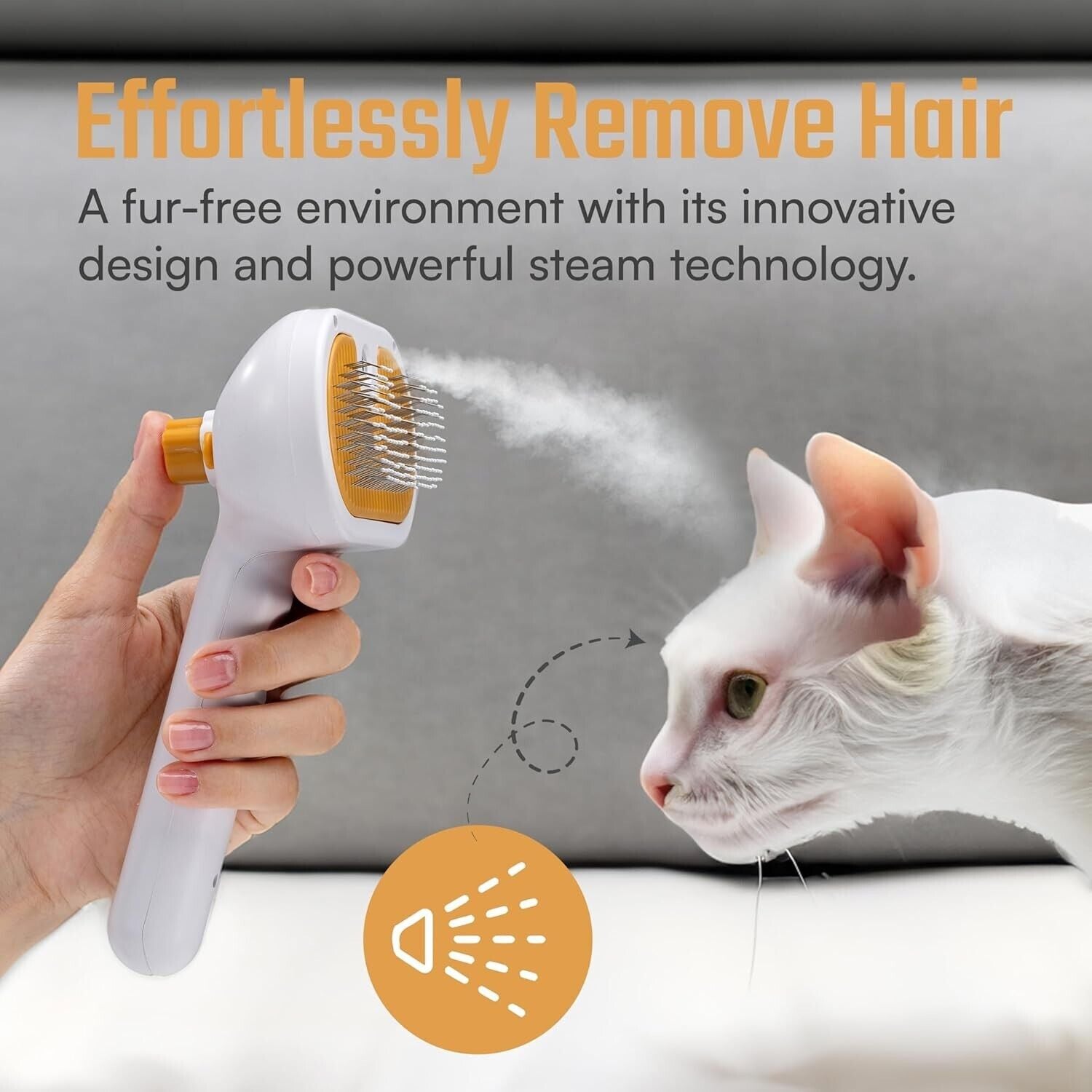 Rechargeable Steam Cat Grooming Brush self-cleaning