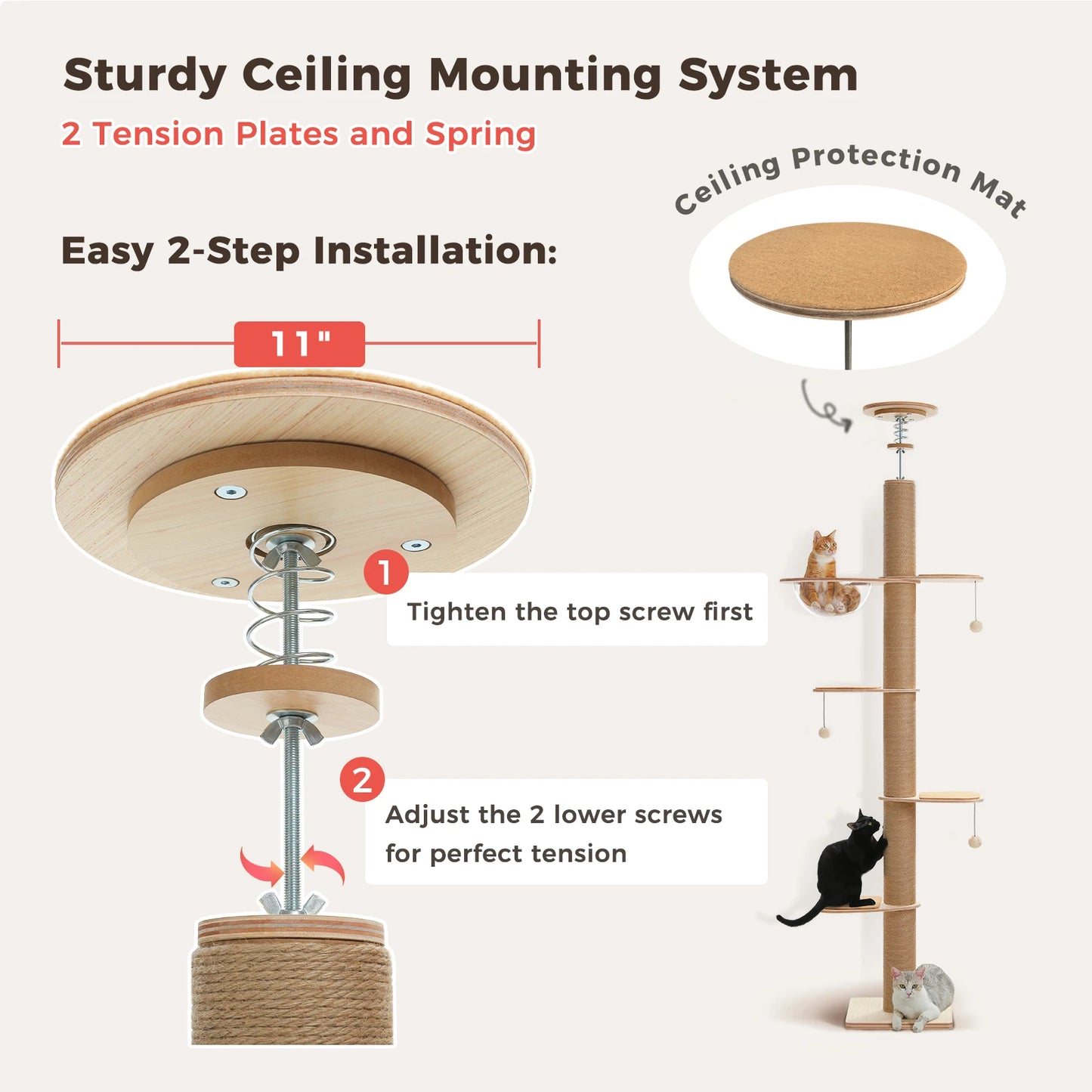 Floor to Ceiling Cat Tree in living room for indoor cats 5