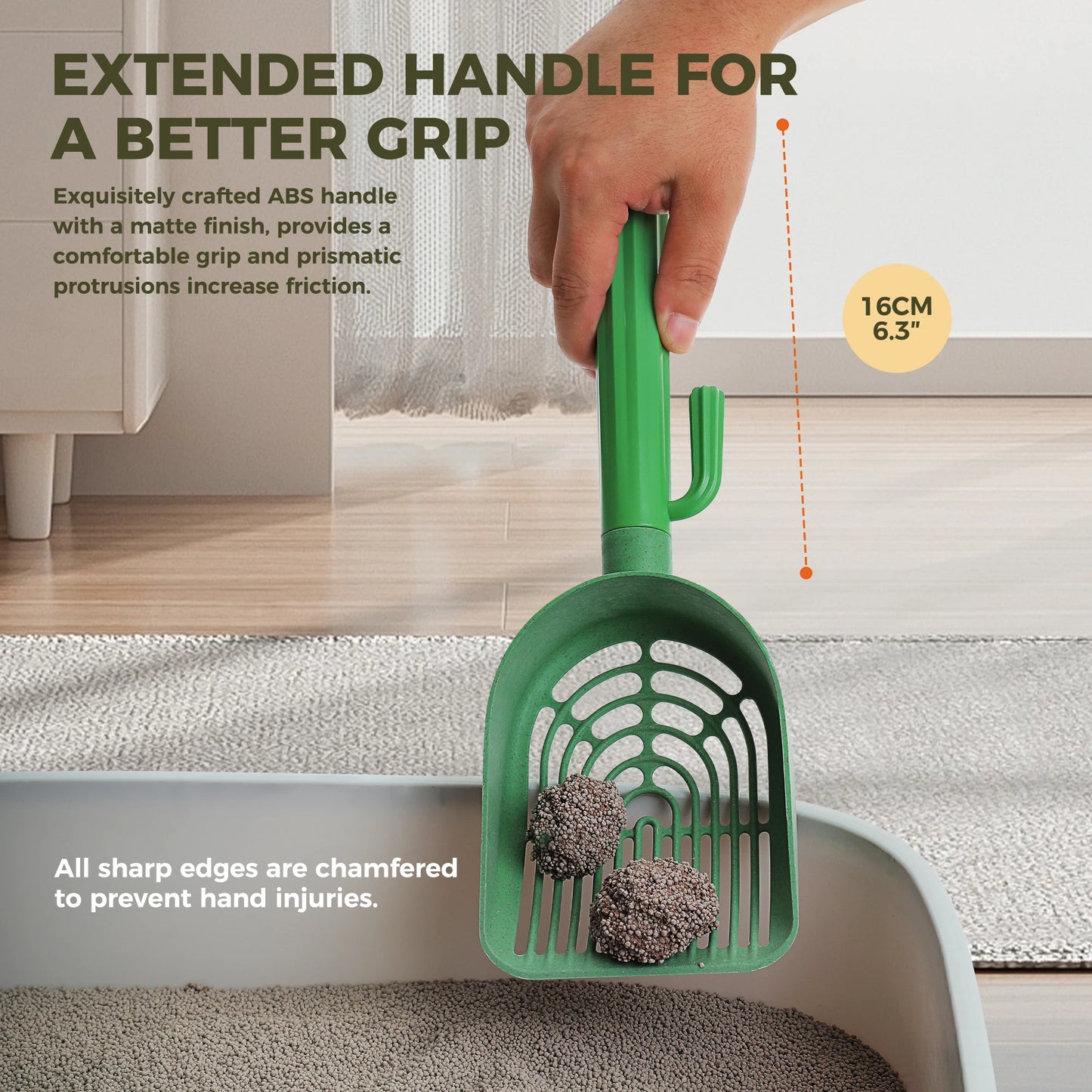 Cactus Cat Litter Scooper with holder on floor 3