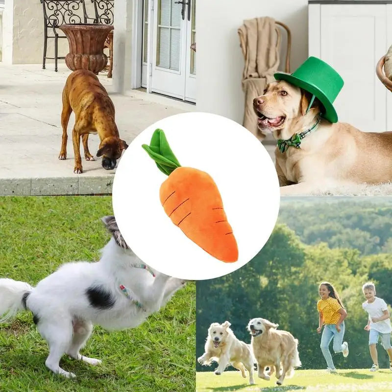Carrot Plush Dog Toy – Interactive Stress Relief Toy for Dogs