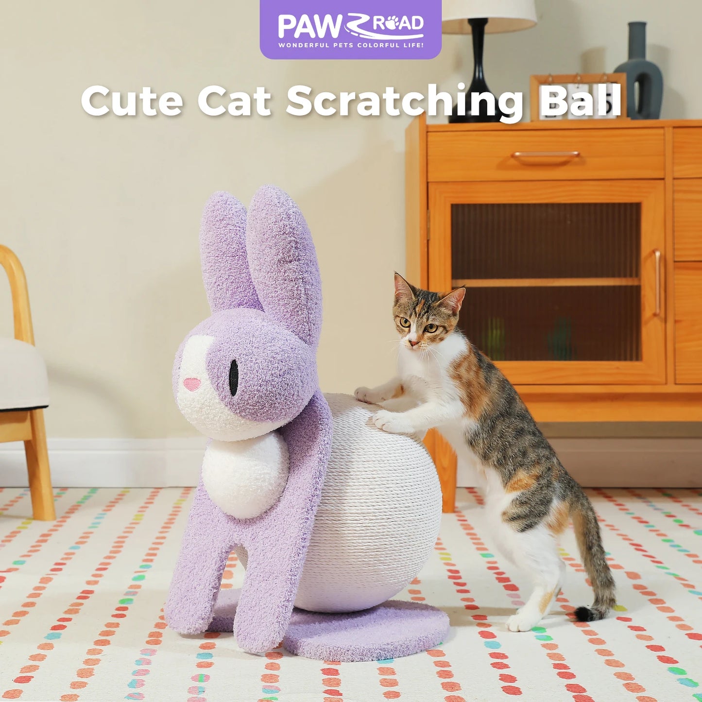 Cute Cat Scratching Post for kittens with ball toy 2