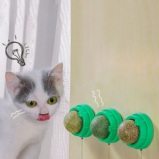 catnip ball self-adhesive wall toy 1
