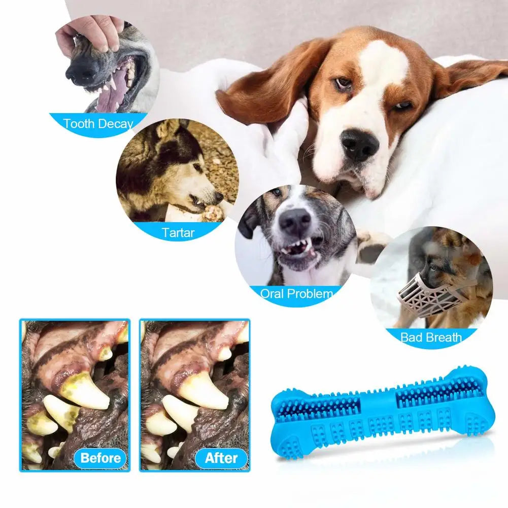 Soft Rubber Dog Toothbrush | 360° Puppy Chew Stick