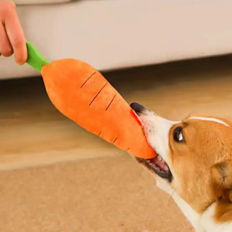 Carrot Plush Dog Toy – Interactive Stress Relief Toy for Dogs