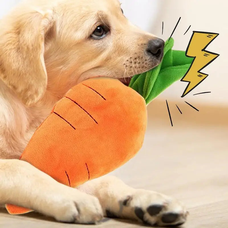 Carrot Plush Dog Toy – Interactive Stress Relief Toy for Dogs