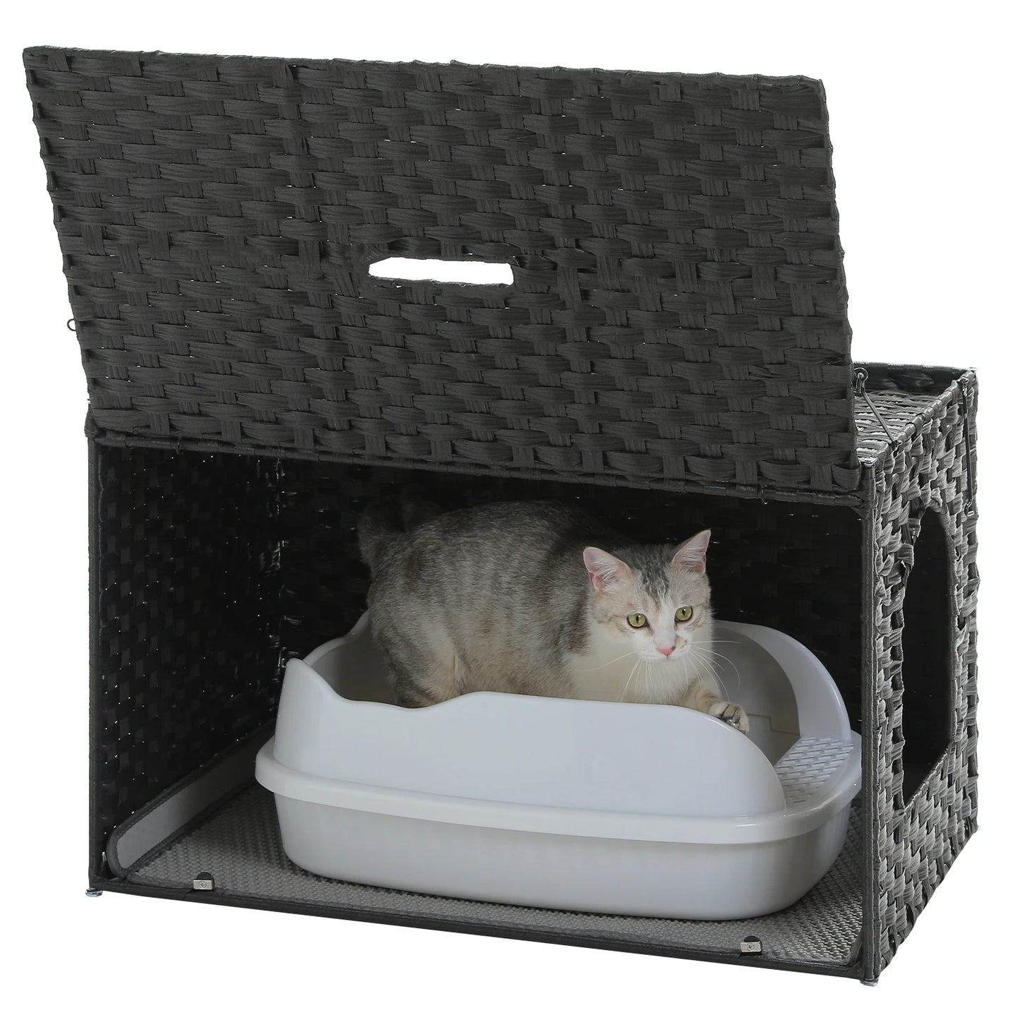 Rattan Cat Litter Box Enclosure in living room 9