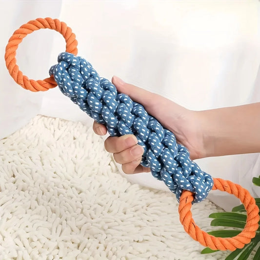 Durable Dog Rope Toy – Double-Ring Cotton Tug for Large Dogs