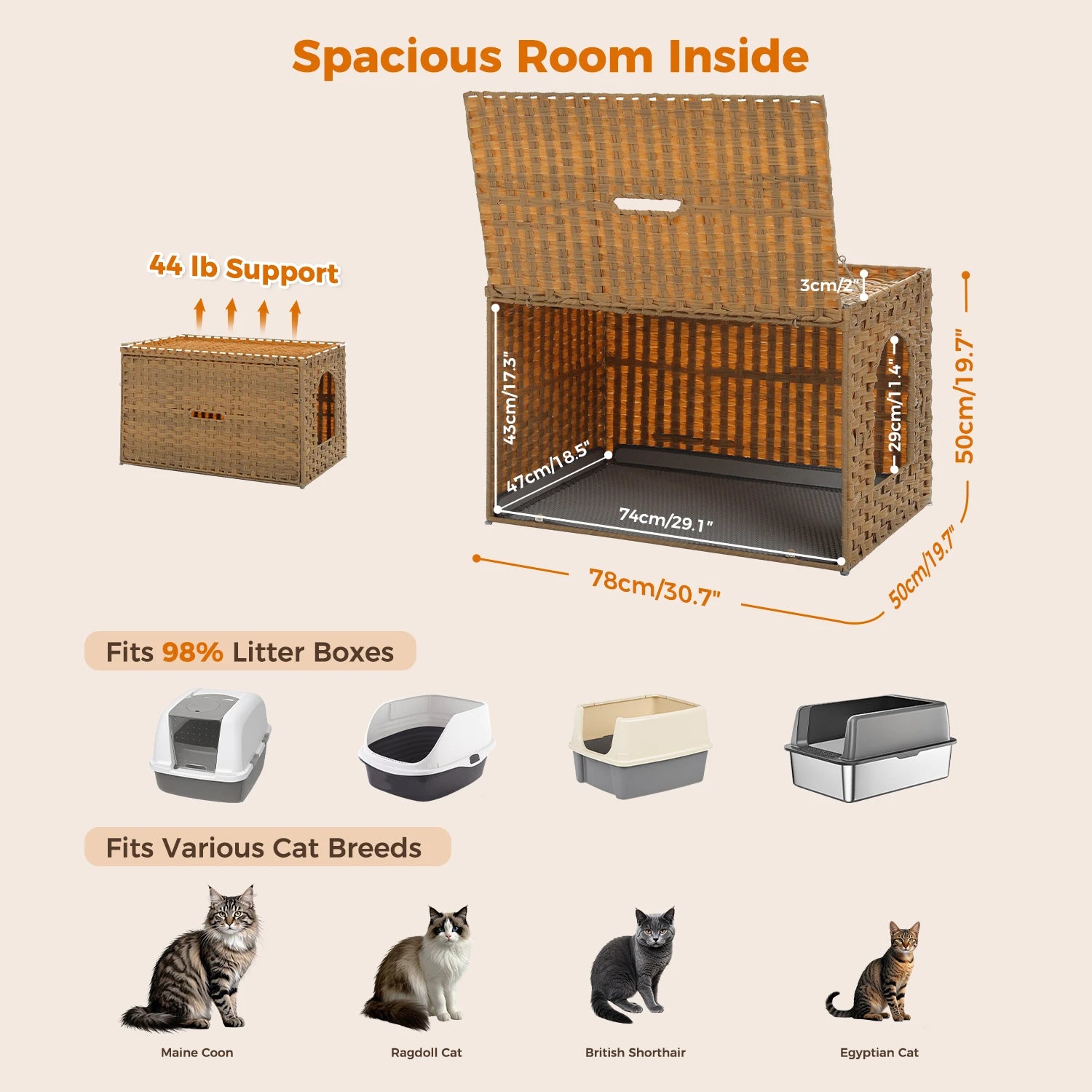 Rattan Cat Litter Box Enclosure in living room 6