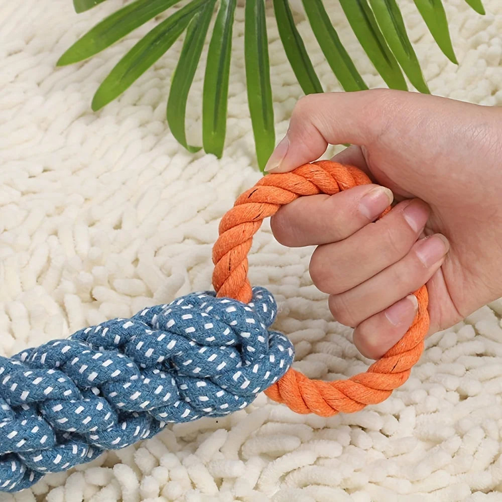 Durable Dog Rope Toy – Double-Ring Cotton Tug for Large Dogs