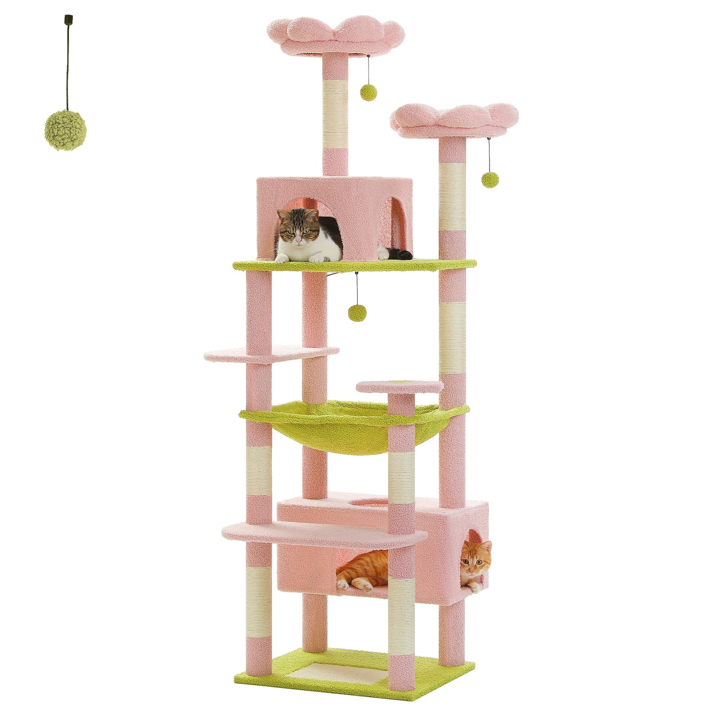 Large Pink Cat Tree Tower for Indoor Cats (6‑Level)