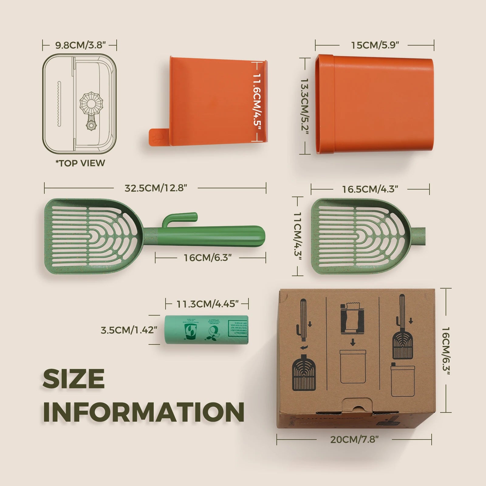 Cactus Cat Litter Scooper with holder on floor 4