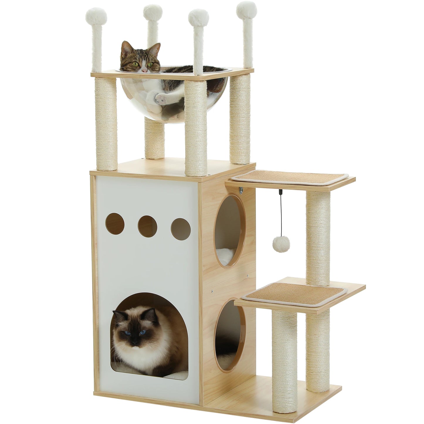 Modern Cat Tree tower with 2-floor condo 8