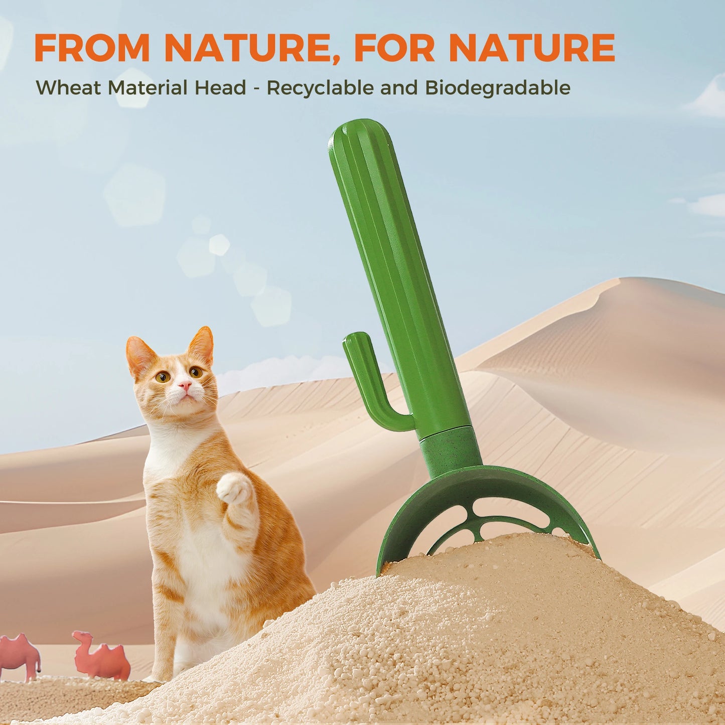 Cactus Cat Litter Scooper with holder on floor 2