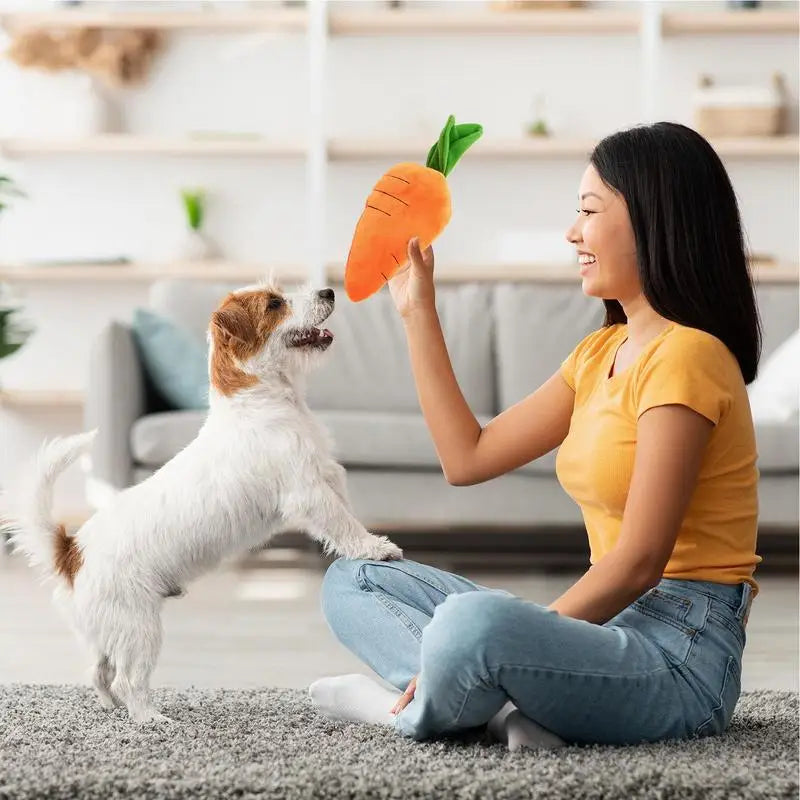 Carrot Plush Dog Toy – Interactive Stress Relief Toy for Dogs