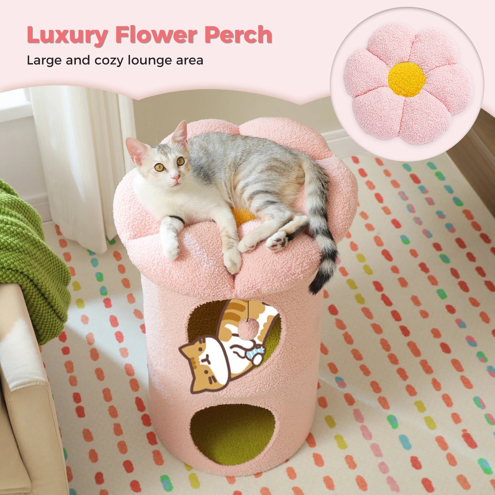 Flower Cat Bed two-storey cat house 5