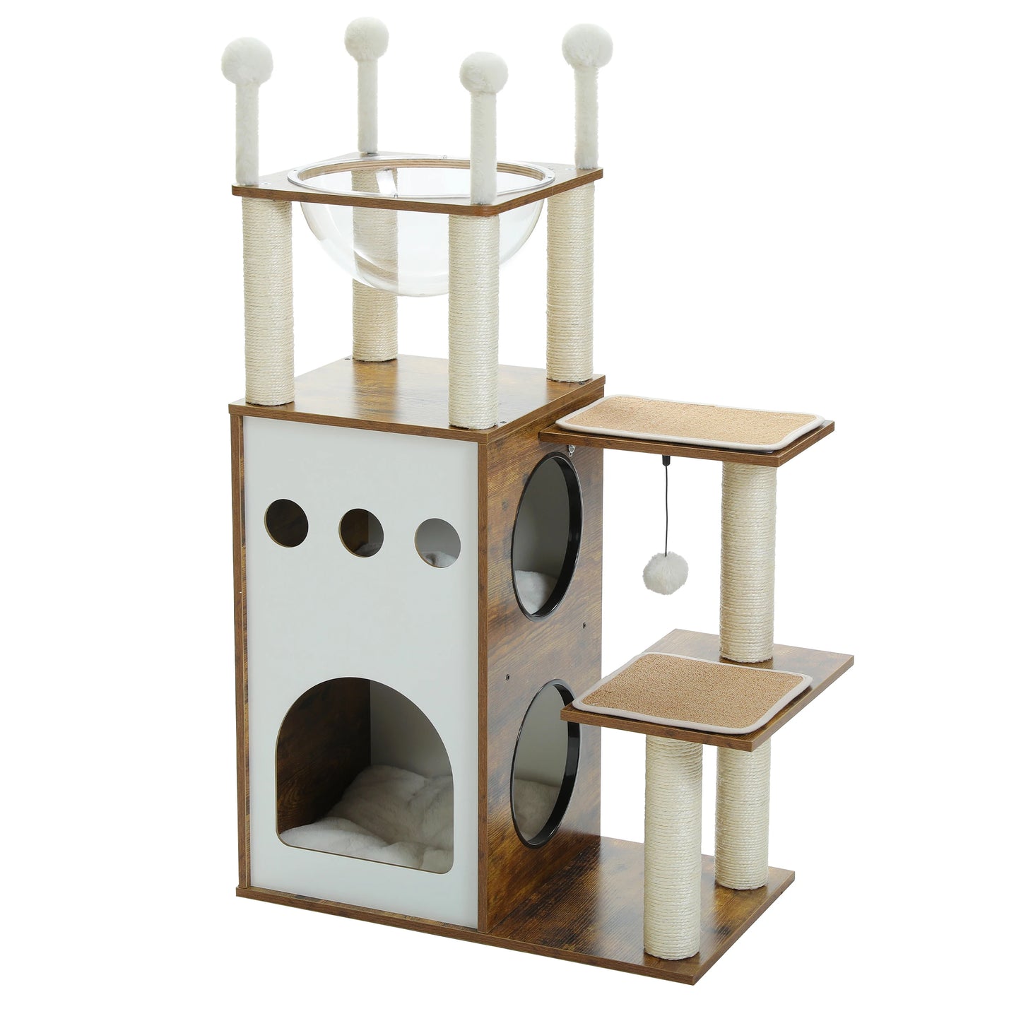 Modern Cat Tree tower with 2-floor condo 7