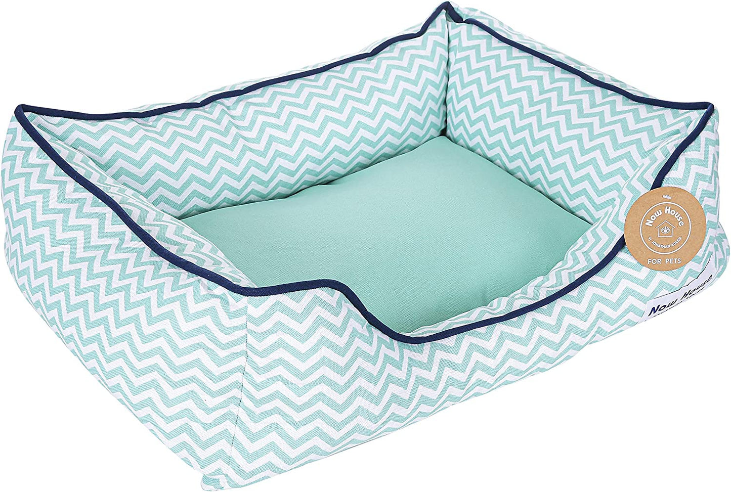 Teal Chevron Cuddler Dog Bed by Now House: Washable, Small Dog Bed