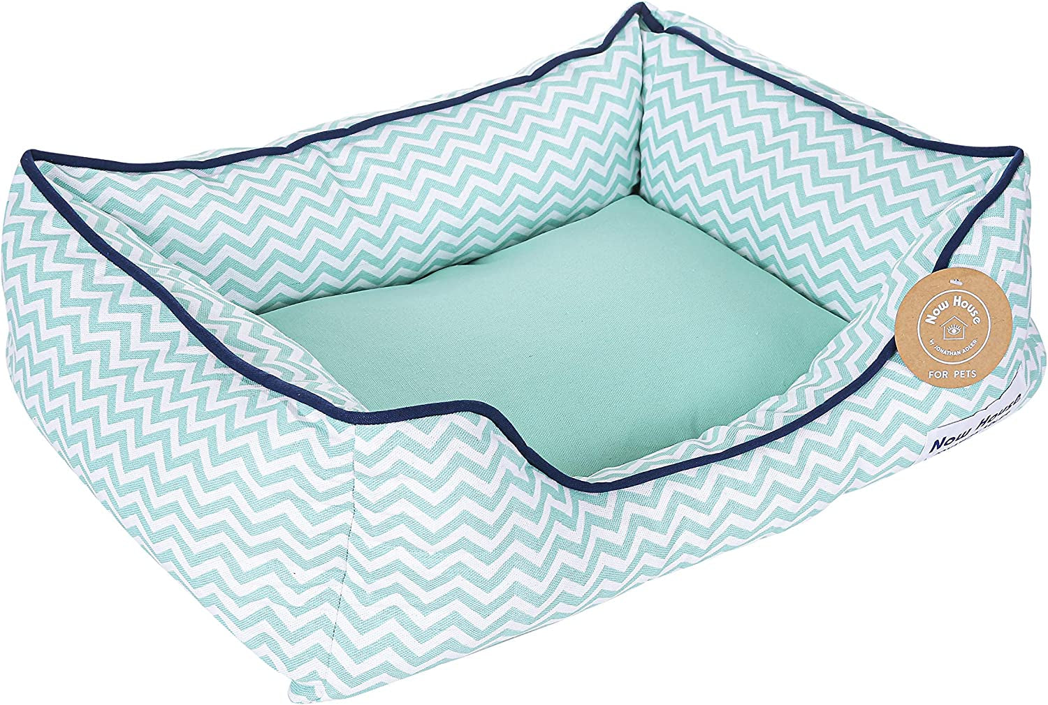 Teal Chevron Cuddler Dog Bed by Now House: Washable, Small Dog Bed