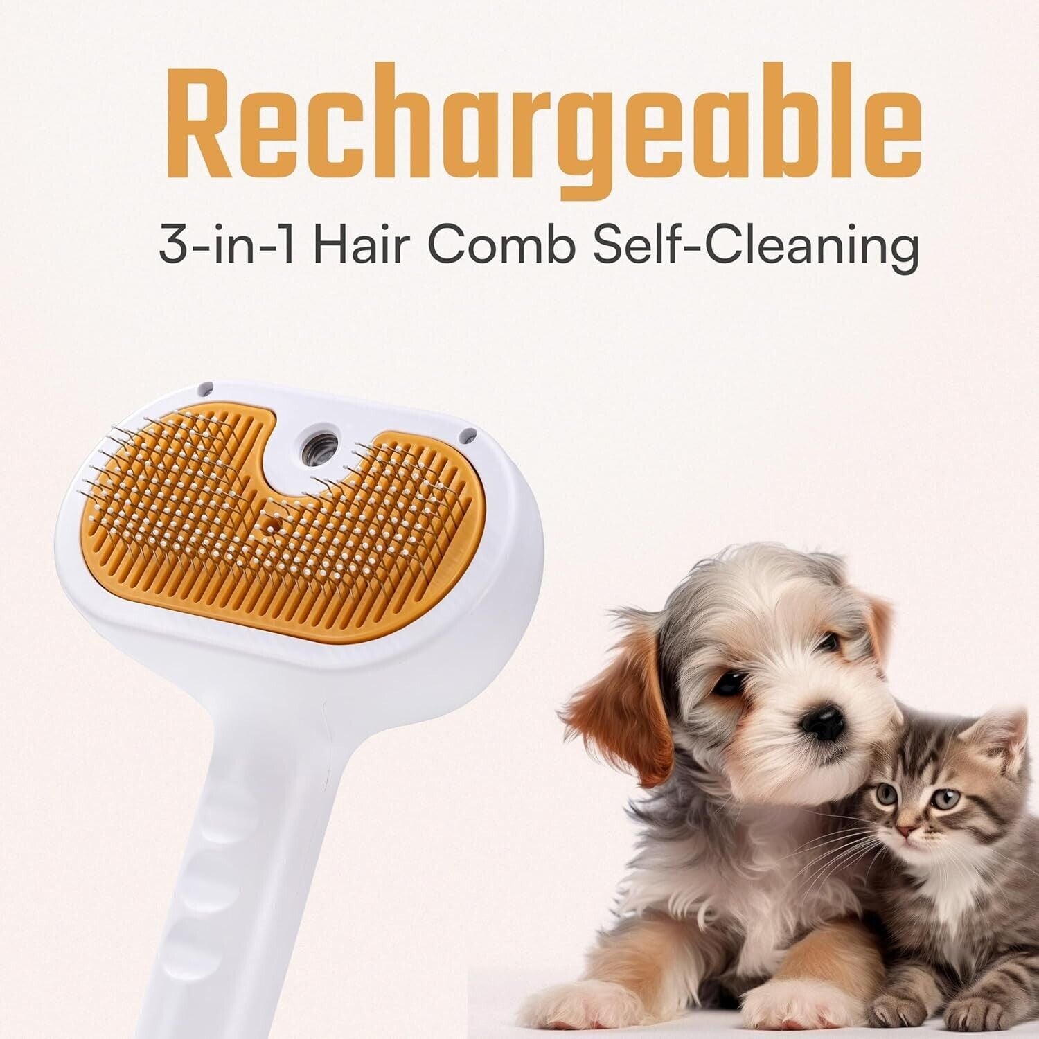 Rechargeable Steam Cat Grooming Brush self-cleaning
